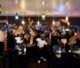 Hospitality team celebrating in a restaurant
